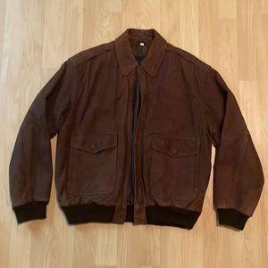 Brown Context 100% Leather Bomber Jacket with lining